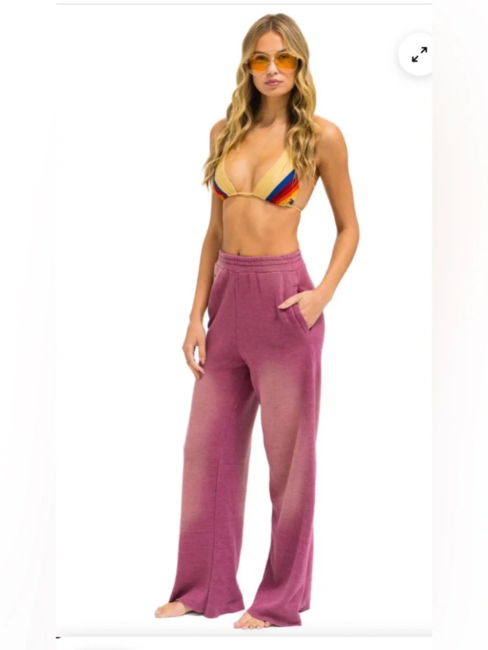 Aviator Nation Pink Wide Leg Sweatpants, size L, NWT - Picture 3 of 6